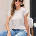Womens Summer Tops Spring Outfits 2026 Fashion Casual Dressy T Shirts Cap Sleeve Workout Clothes Going Out Trendy Vacation (M)