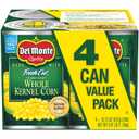 DEL MONTE FRESH CUT Golden Sweet Whole Kernel Corn Canned Vegetables, 4-Pack, 15.25 oz Cans Best By 08/28/28