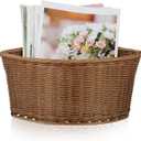 Abaodam Corner Storage Basket, Triangular Wicker Woven Shelf Organiser, Space Saving Rattan Style Bin for Bathroom Cabinet, Bedroom Wardrobe And Shelves