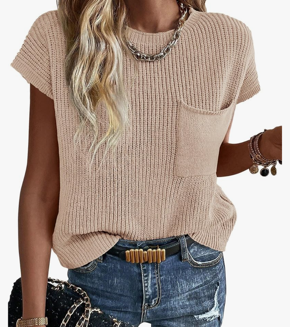 Summer Fall Short Sleeve Sweater for Women 2025 Casual Sweater Vest Cotton Knit Pullover Tank Tops Fashion Clothing Small
