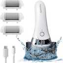 Electric Foot Callues Remover - FSA&HSA Eligible, Portable Electric Foot Files with 3 Heads, Rechargeable Feet File for Foot Care, Waterproof Deadskin Remover, Pedicure Tool for Dry and Crack Feet