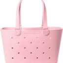 Simple Modern Large Beach Bag | Waterproof Getaway Rubber Tote with Zipper Pocket for Travel, Pool, Boat, Groceries, Sports | Blush