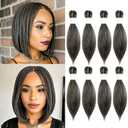 Salt and Pepper Braiding Hair 12 Inch Pre Stretched Hair Short Straight Crochet Braids Yaki Texture Synthetic Fiber 8 Packs (Salt and Pepper)