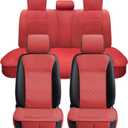 Elantrip Car Seat Cover Full Set Leather Car Seat Protector Universal fit for Most Cars SUVs and Trucks Water Proof Front and Rear Seat Protector Red