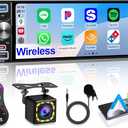 6.5" Single Din Car Stereo, Wireless Apple CarPlay Android Auto, Car Bluetooth 5.2, Car Radio with HD In-Cell IPS Touchscreen,FM/AM/RDS, Dual USB Type-C, HD Backup Camera, 180W Audio Output, Subwoofer