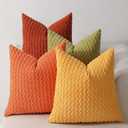 Striped Corduroy Square Modern Pillow CasePack of 4 Couch Throw Pillow Covers, Soft Neutral Spring Accent Decorative, Sofa Living Room(Orange,18" x 18" (Pack of 4))