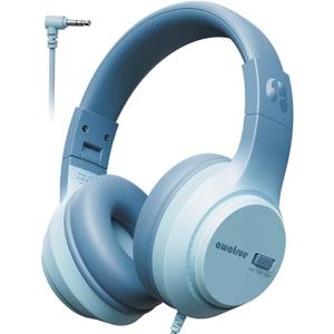 awatrue Kids Headphones, 74/85/94dB Volume Limiter, Foldable Wired Over Ear Headphones for Travel, 3.5mm Jack, Toddler Headphones for School, Chromebook, iPad, Tablet, Green