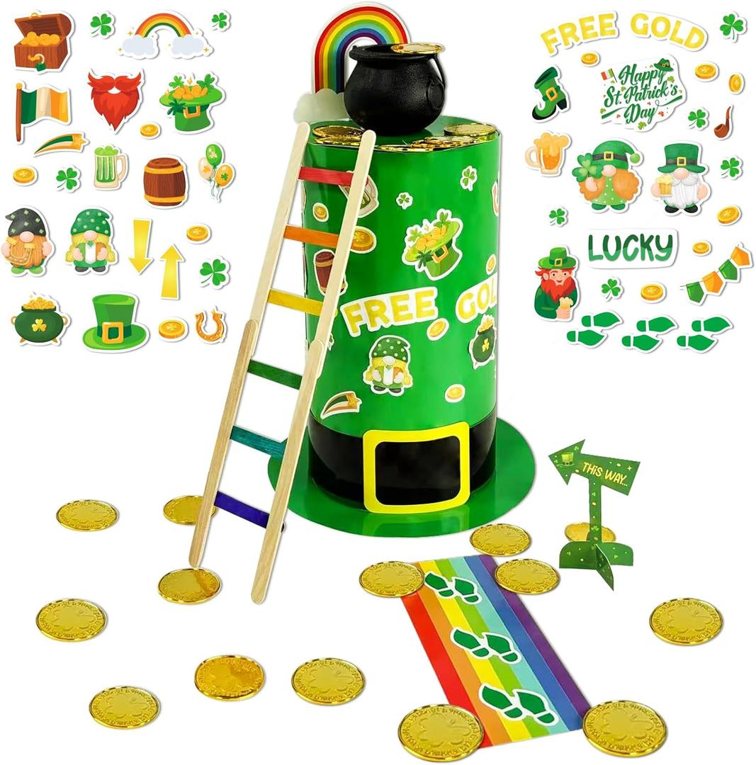 JUESMOS St Patrick's Day Leprechaun Trap Kit for Kids St Patricks Day Decorations Leprechaun Trap Crafts Kit How to Catch A Leprechaun Kit for Kids Classroom Activities St Patrick's Day Gifts