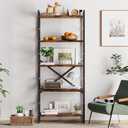 Vongrasig 5 Tier Bookshelf, Modern Tall Bookcase, Industrial Book Shelves Display Standing Shelf, Free Standing Storage Organizer for Bedroom, Living Room, Rustic Brown