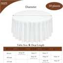 10Pack White Round Tablecloth 90 inch White Table Cloth, Washable Round Table Cloth Polyester Table Cover for Dining Wedding Banquet Party, 90 inch/229 cm