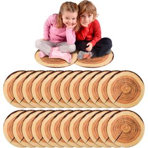 Shellwei 24 Pcs Kids Carpet Circle Seats 18 inch Print Pillow Circle Children's Mats Rug Mats Round Soft Floor Mat for Home School Classroom Story Time Group Activity Play Areas (Stump)