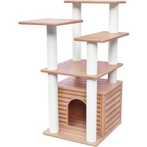 46 Indoor and Outdoor Cat Tree Tower, Cat House for Outdoor Cats, Weatherproof Cat Condo with Scratching Posts