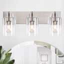 3-Light Bathroom Vanity Light Fixtures,Modern Wall Sconces,Bathroom Lights Over Mirror,Wall Mounted Lamp for Kitchen Living Room Bedroom Hallway,Brushed Nickel Finish with Clear Glass Shade