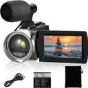 Video Camera Camcorder 4K 48MP Digital Vlogging Camera for YouTube 3.0 Inch 270°Rotation LCD Screen 18x Digital Zoom Video Recorder with Microphone, 2 Batteries