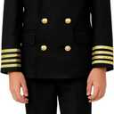 Kids Pilot Uniform Boys Airline Captain Costume for Halloween Cosplay Birthday Party Gifts (M, 7-9 Years)