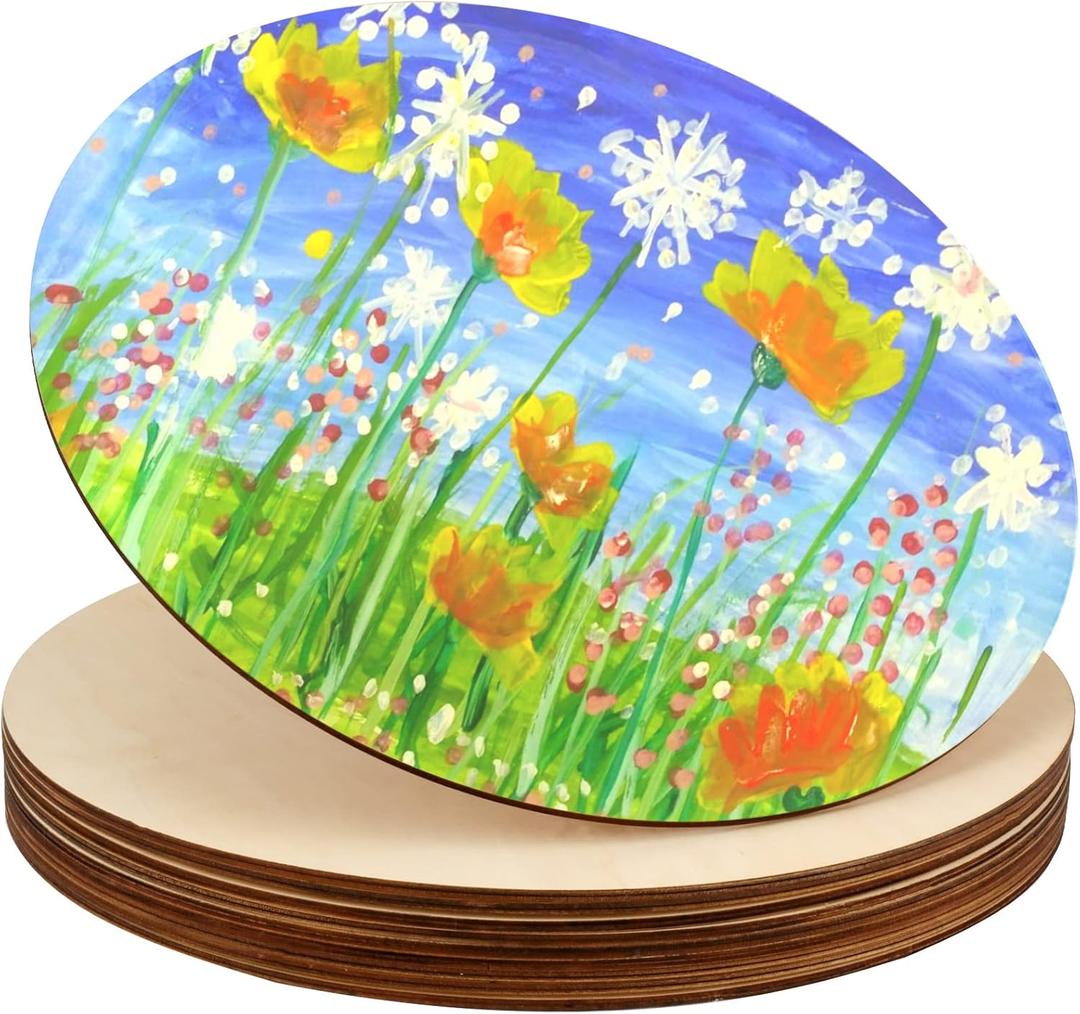 SEUNMUK 15 Pack 16 Inch Round Wood Circles for Crafts, Unfinished Blank Wood Slice, Wood Rounds Cutouts Wooden Pieces for DIY Crafts, Arts Projects, Christmas Decoration