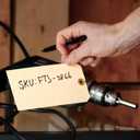 100 Large Manila Paper Tags with Wire Attached # 8, 6 1/4" x 3 1/8" Manilla Shipping Tags with Reinforced Eyelet and Metal Wire, Labels with Ties