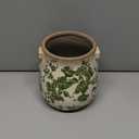 6.5in. Tuscan Ceramic Green Scroll Planter (6.5 in. W x 6.5 in. D x 6.5 in. H)
