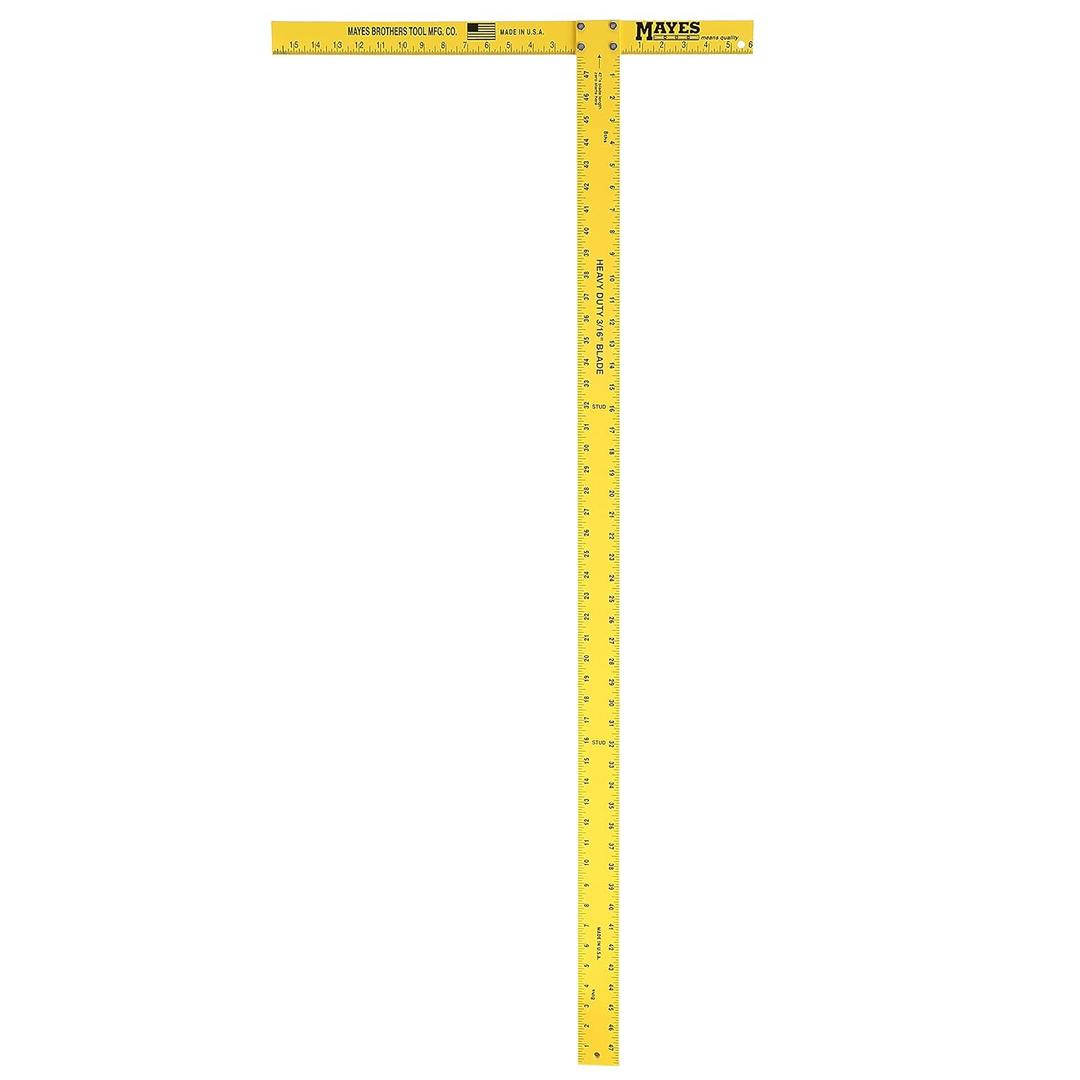 Mayes 10182 48-Inch Aluminum Wallboard Square, Made in USA Drywall T-Square for Scoring, Woodworking, and Crafting