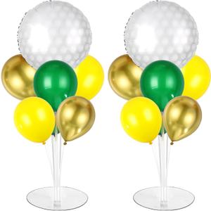 Golf Party Balloons Stand Kit 2 Sets With 2 White Golf Balls Foil Balloons Centerpieces for Tables Sports Party Dark Green Yellow Gold Balloon for Baby Shower Golfing Sports Theme Birthday Decorations, 2 Count