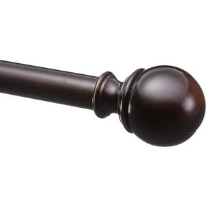 Amazon Basics Adjustable Sturdy Curtain Rod for Windows with Round Finials, Easy Install Hardware, 1-Inch Rod, 72" to 144", Dark Bronze, 1-Pack