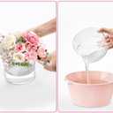 Jucoan 4 Pack Round Acrylic Flower Vase, 6 x 2.5 Inch Cylinder Low Acrylic Vase with Holes for Floral Arrangement, Home Wedding Party Table Centerpieces Decor