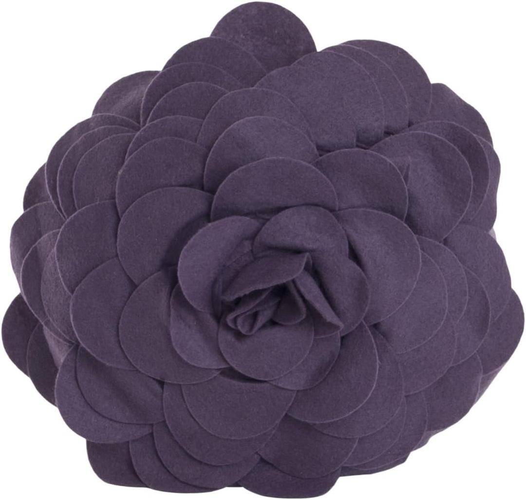 SARO LIFESTYLE Flower Design Poly Filled Throw Pillow, Violet, 13"