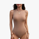 Women's Crew Neck Sleeveless Bodysuit Seamless Double-Lined Stretchy Tank Top Bodysuits for Women XS