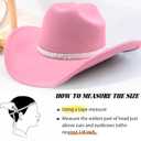 3Pcs Rhinestone Cowboy Hat for Women with Bandana, Heart Sunglasses set, Wide Brim Cowgirl Hat for Western Disco Party (Pink)