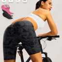 Padded Bike Shorts for Women High Waisted 4D Padding Cycling Bicycle Road Biking Shorts with Pockets (XX-Large, Camo Black)