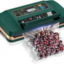 95kpa Vacuum Sealer Machine,Commercial Full Automatic Food Sealer,Powerful Sealing System with Double Heat Seal,Bags Storage,Easy-Lock Handle,Build-in Cutter,1 Bag Rolls and 10 pcs Pre-cut Bags(Green)