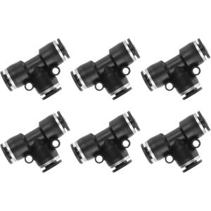 PATIKIL 6 Pcs t Shape 3 Way Push to Connect Fitting, 3/16" OD Tube Reducer Connector Quick Push Lock Adapter Air Hose Fitting for Pneumatic System Pipeline Connection, Black