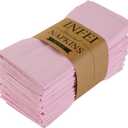 Pink Polyester Linen Blended Thin Dinner Cloth Napkins - Set of 12 (40 x 40 cm) - for Wedding Parties Events & Home Use (Pink)