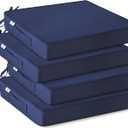Outdoor Chair Cushions Set of 4 -Waterproof Outdoor Seat Cushions for Patio Furniture, Patio Chair Cushion with Handle and Ties, Square Out Door Chair Pads,19" x 19" x 3", Navy Blue