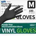 Supmedic Vinyl Disposable Exam Gloves, Black 4Mil Powder-Free Latex-Free Medical Food Safe Cooking Cleaning Glove 100 &1000Ct