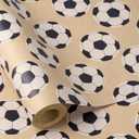 RUSPEPA Football Wrapping Paper Roll for Men Boys Kids, Mini Roll, Black and White Soccer Ball Design Kraft Gift Wrap for Birthday, Game Day, Sports Party, 17 Inches x 16.4 Feet