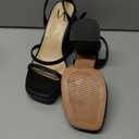 MIRAAZZURRA Platform Strappy Heel Sandals Square Open Toe Two Strap Chunky High Heeled Sandals with Buckle Ankle Strap for Women Party Wedding Dress (7, Black-matte)