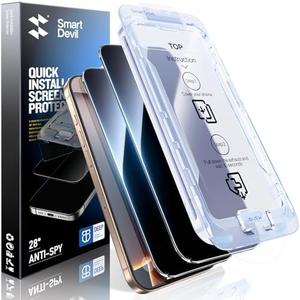 SMARTDEVIL 2PACK Privacy Screen Protector for iPhone 16 Pro Max Shatterproof Tempered Glass [True 28°Anti Spy] [9H Hardness] [Auto Dust-Elimination Install] [Bubble Free]