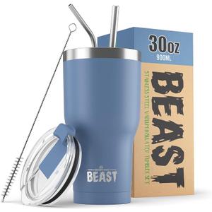 Beast 30 oz Tumbler Stainless Steel Vacuum Insulated Coffee Ice Cup Double Wall Travel Flask (Stormy Sky Blue)