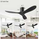 52 Flush Mount Ceiling Fans No Lights and Remote/APP Control, 6 Speed DC Motor, Low Profile Ceiling Fan Without Light for Bedroom, Hallway,Indoor/Outdoor(Matte Black)