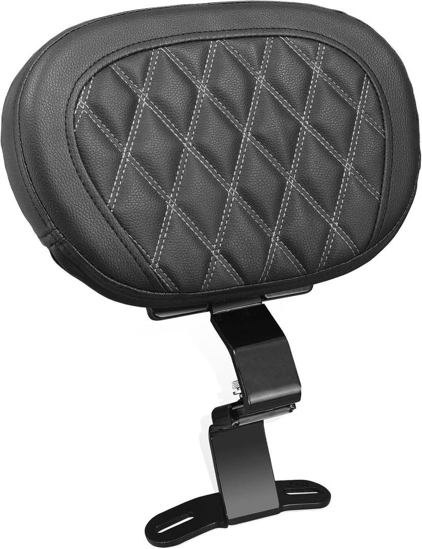 YHMOTO Motorcycle Driver Rider Backrest Pad For Harley Davidson Touring CVO Street Glide Road King Road Glide Electra Glide Ultra Limited models 2009-2023 (Black-White Stitching)