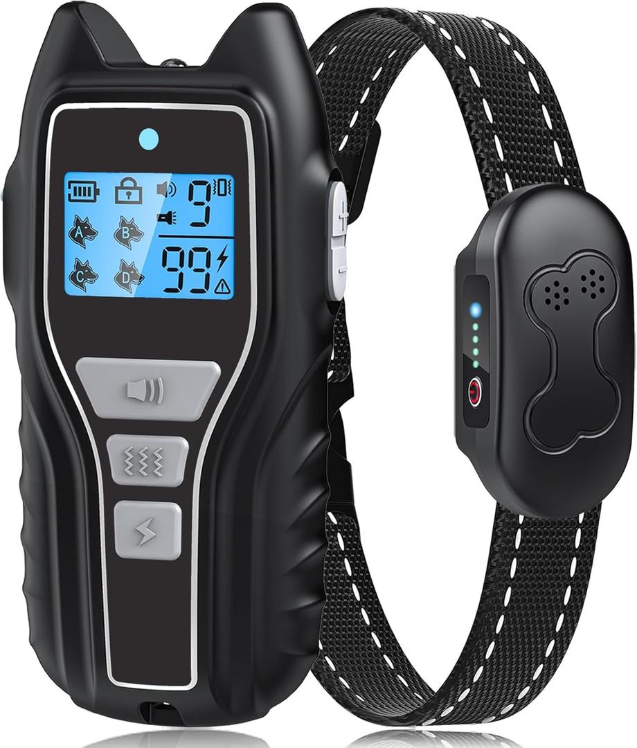 Dog Training Collar with Remote, Waterproof IPX7 E Collar for Dogs, Beep and Vibration Modes, Safe and Humane Training, 2000FT Range, Rechargeable, Fits Small Medium Large Dogs 15120 lbs (Black)