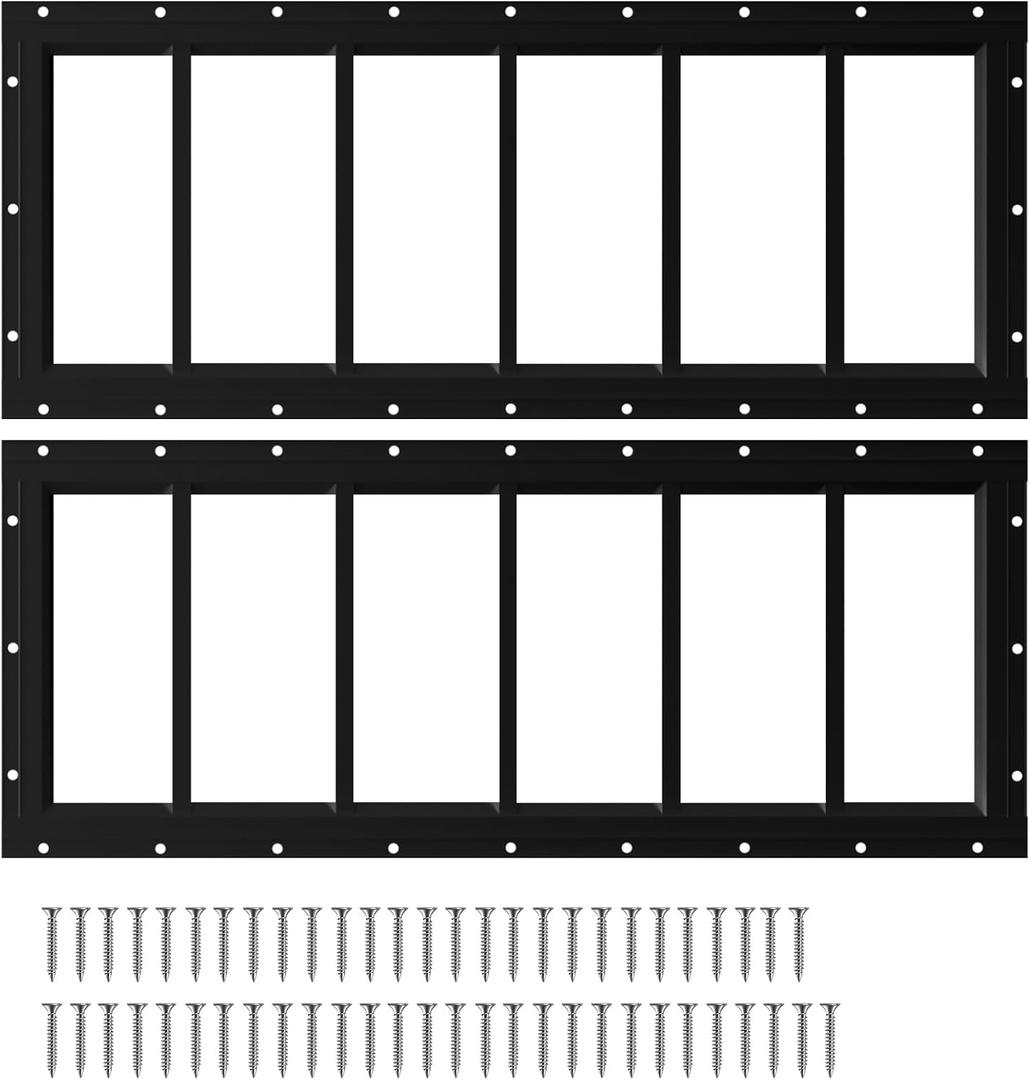 NeatiEase 2 Pack Shed Windows 10"x35", Transom Window Fixed Design with Tempered Glass for Playhouses, Sheds, Garage and Chicken Coops (Black)