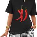 ZESICA Women's 2025 Summer 2 Piece Lounge Set Short Sleeve Graphic Print Tops and Shorts Outfits with Pockets (Black, S)