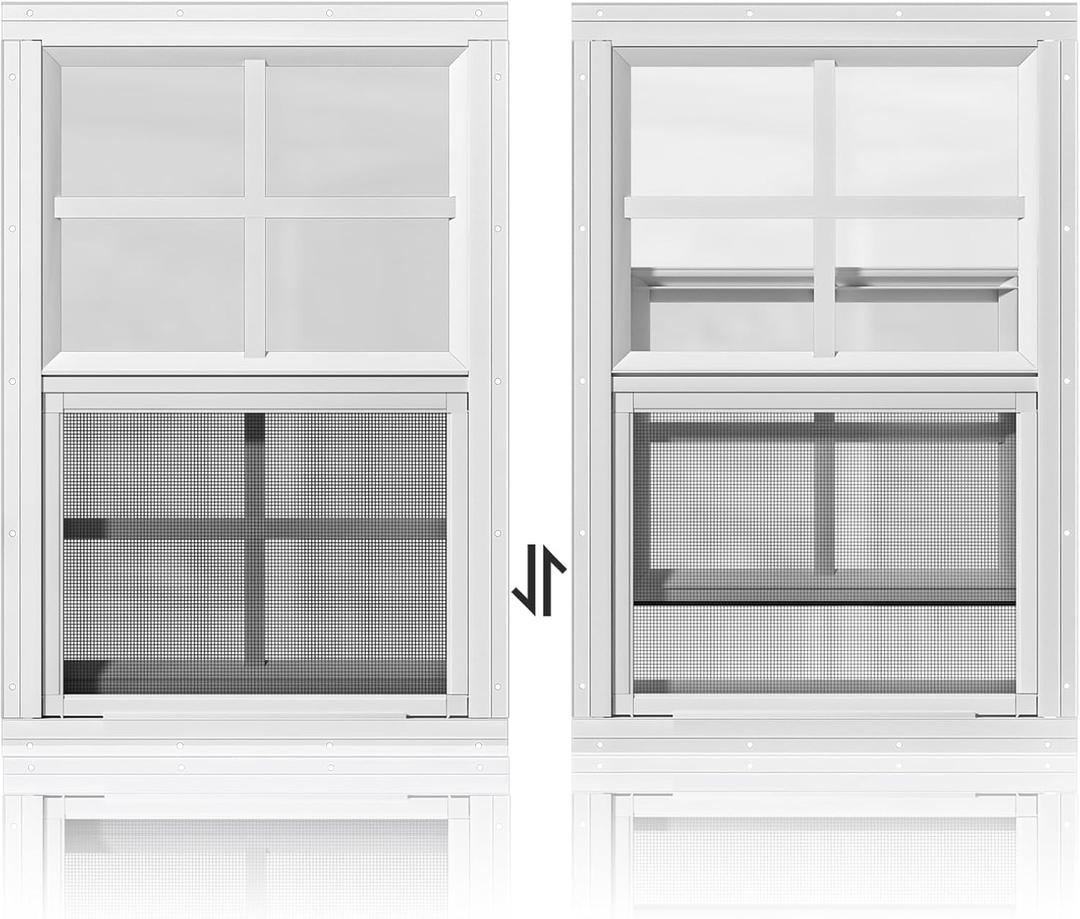 2 Pack Shed Windows 18" W x 27" H Flush Mount, White Household Windows for Playhouses, Barns, Chicken Coop
