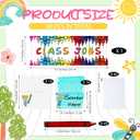 98 Pcs Crayon Classrooms Class Jobs Chart Set Colorful Class Bulletin Board Back to School Teacher's Helper Chalkboard Decor Classroom Bright Jobs Chart with 60 Adhesive Points