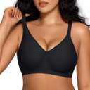 OEAK Women Comfortable Push Up Bras Wireless Seamless Full Coverage Bralette Buttery Soft Everyday Tshirt Bra Convertible Bra (Large, Black)
