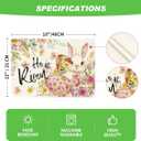 Artoid Mode Bunny Rabbit Eggs Flowers Easter Placemats Set of 4, 12x18 Inch Seasonal Spring Holiday Table Mats for Party Kitchen Dining Decoration