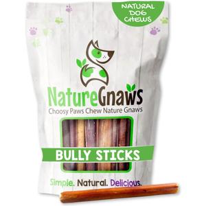Nature Gnaws Small Bully Sticks for Dogs 5-6" (25 Count) - Long Lasting for Light Chewers and Puppies - Natural Thin Beef Dog Chew Bones - Rawhide Free (BB: 09/2025)