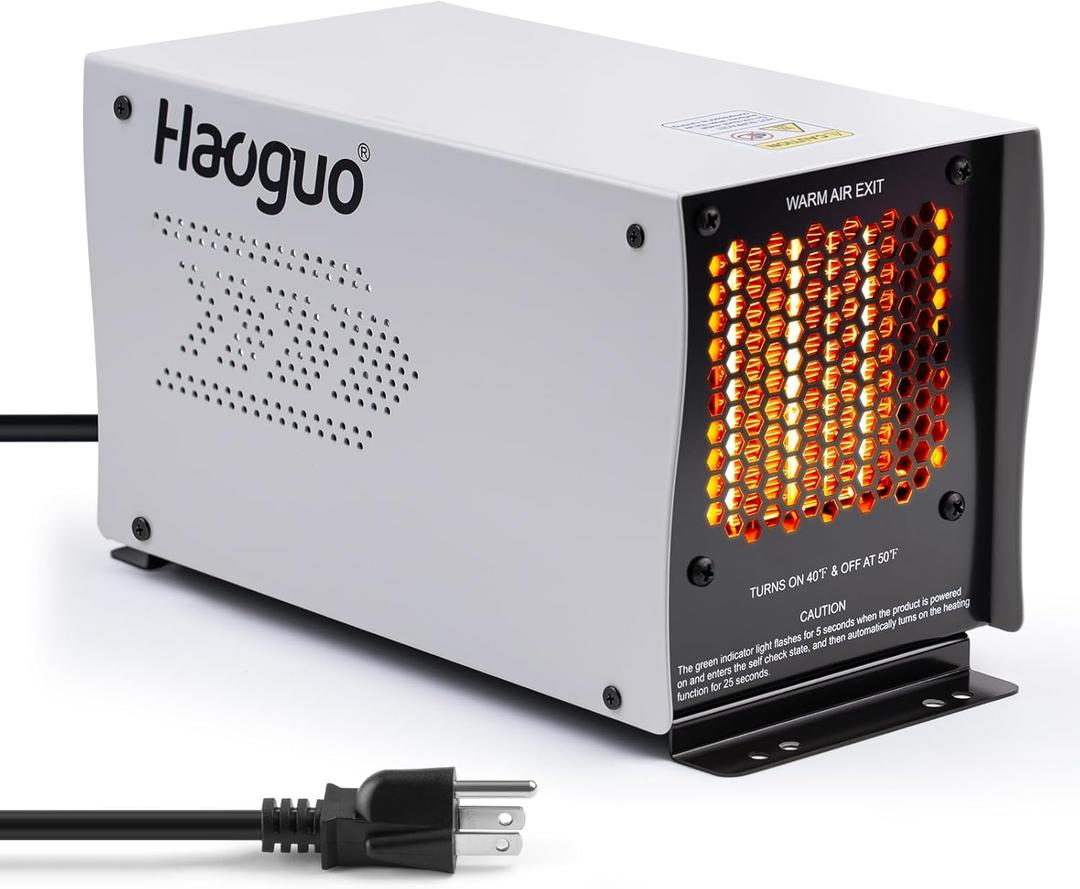 Boat Engine Compartment Heater, Haoguo 500W Self-Regulating PTC Bilge Heater (40F ON/50F OFF) with Waterproof Fan, Prevents Pump & Engine Damage, Ideal for Winter Storage, Grey (gray)